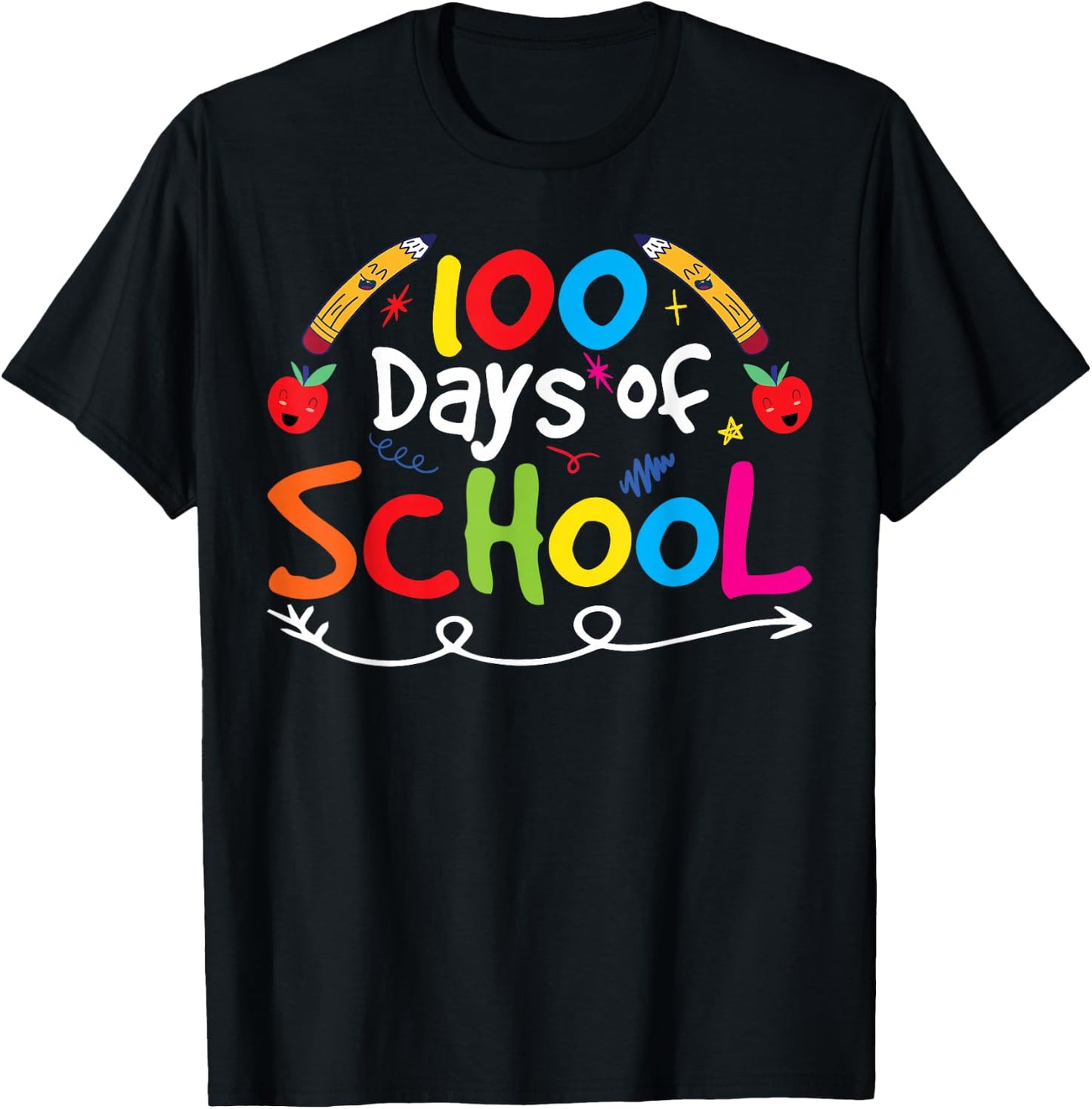100 Days School Team Cute Sayings , black T-Shirt - T-Shirt | Black
