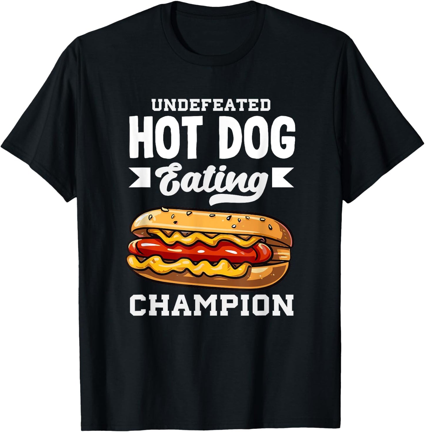 Undefeated Hot Dog Eating Champion Fun T-Shirt - T-Shirt | Black