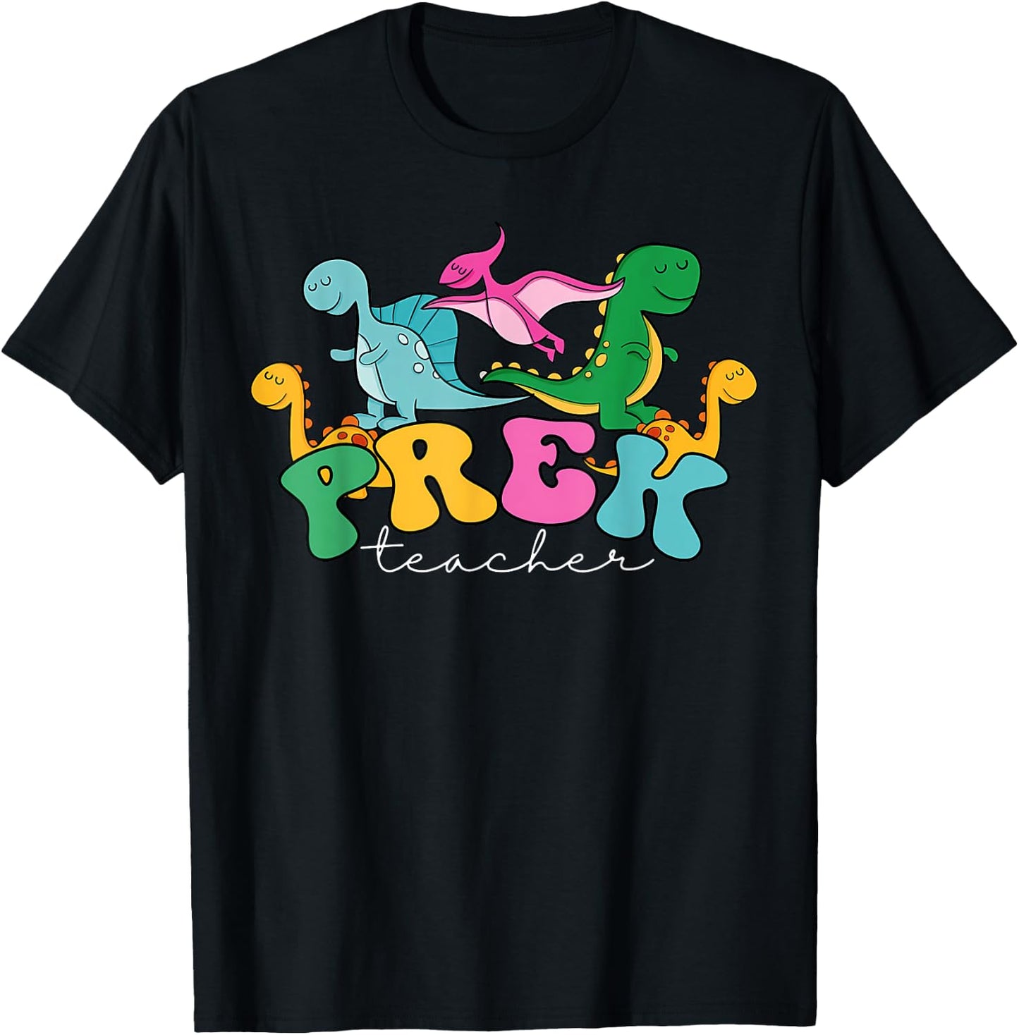 Pre-k Teacher Dinosaur Cute Preschool Dino Back To School Women Kids T-Shirt - T-Shirt | Black