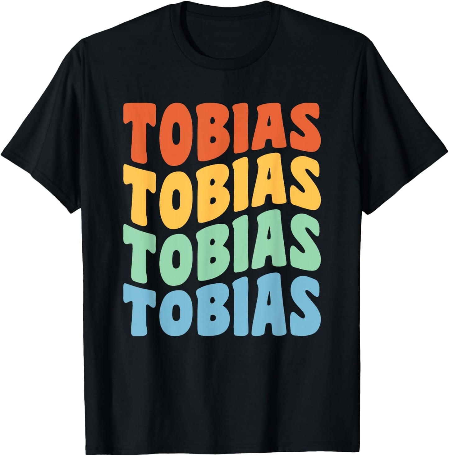 Tobias First Name Retro Groovy Personalized T-Shirt - T-Shirt | Black