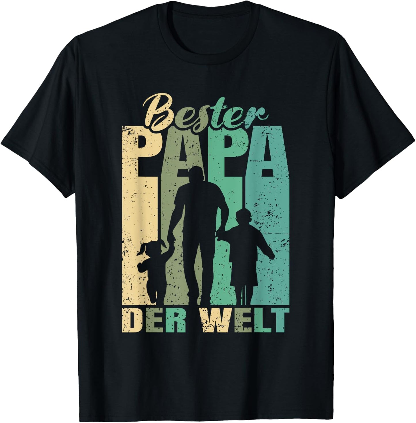 Bester Papa der Welt 2 Kinder Ehemann zweifacher Papa T-Shirt - T-Shirt | Black