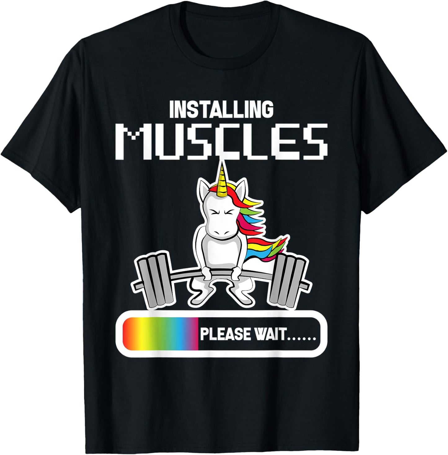 Installing Muscles - Unicorn Loading Shirt T-Shirt - T-Shirt | Black