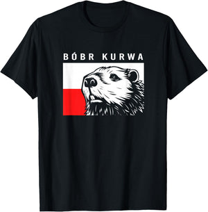 Bober Kurwa Funny Beaver Meme Bóbr Bobr Kurwa T-Shirt - T-Shirt | Black