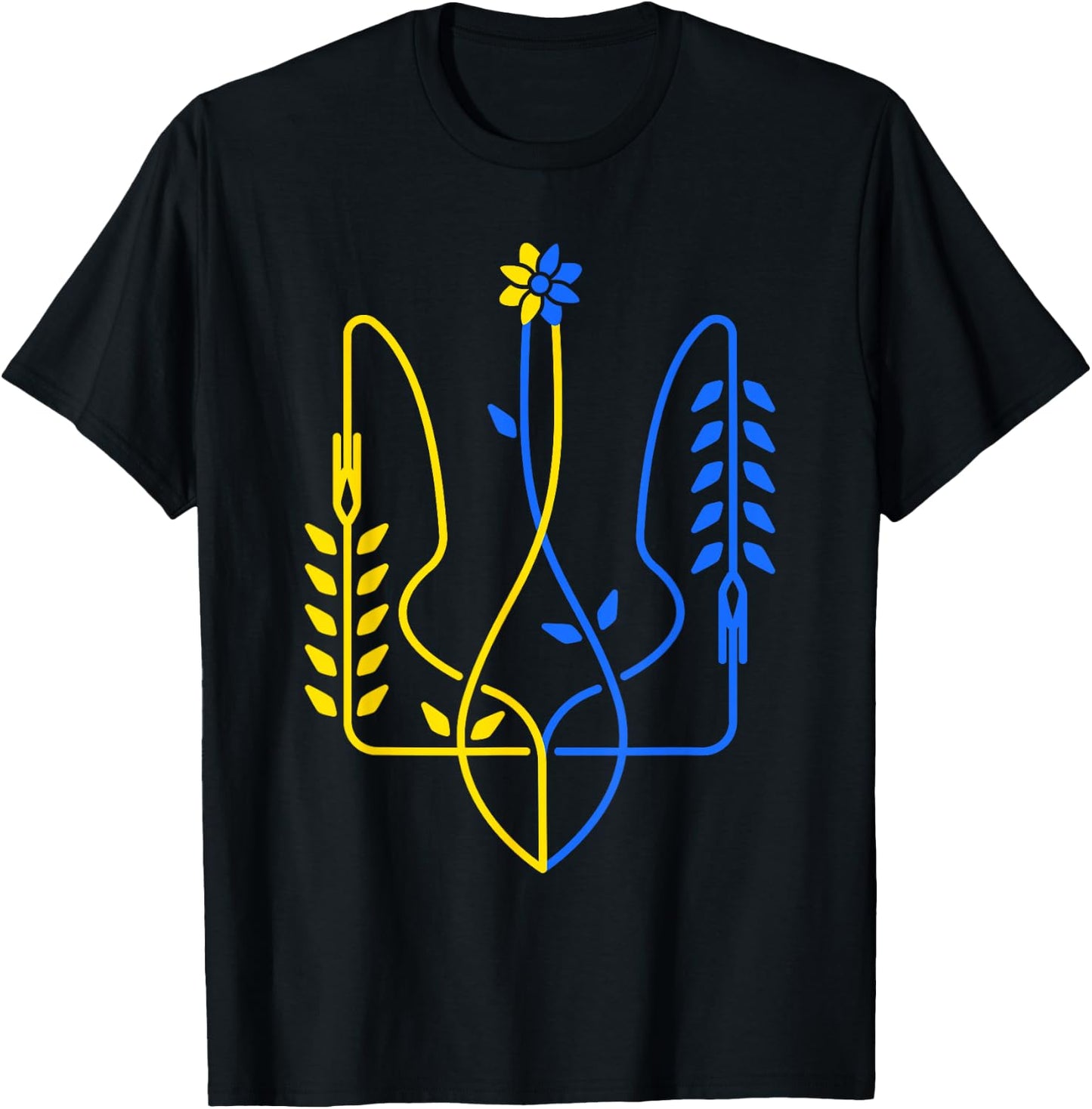 Ukrainian Flag Ukraine Gold Trident Symbol , Black, S T-Shirt - T-Shirt | Black