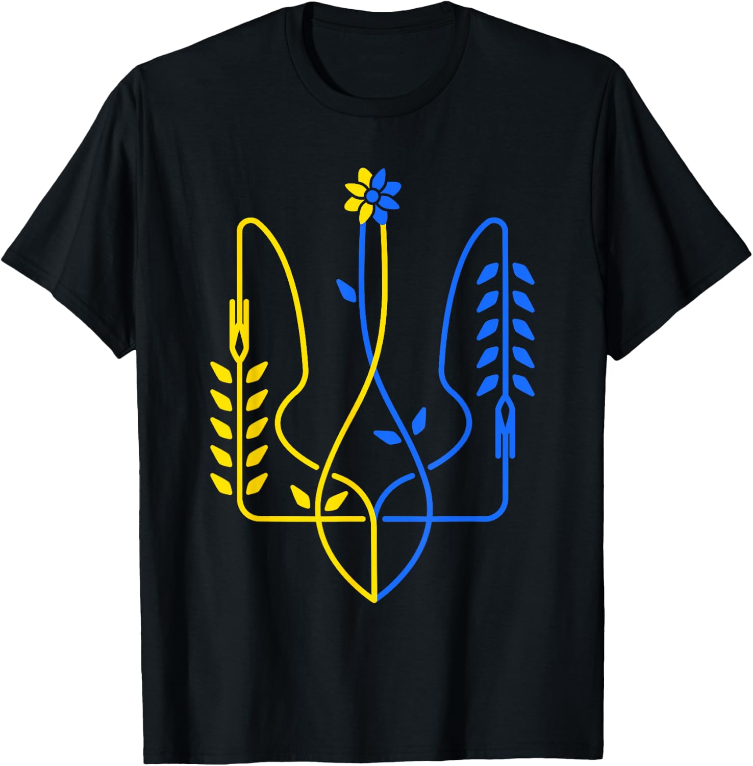 Ukrainian Flag Ukraine Gold Trident Symbol , Black, S T-Shirt - T-Shirt | Black