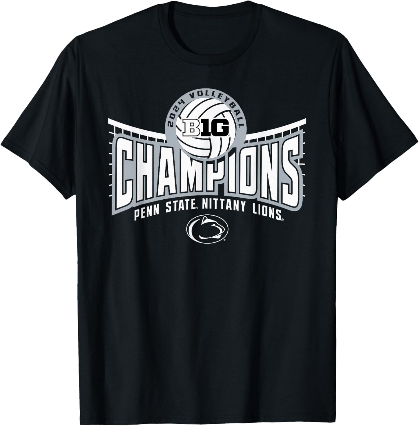 Penn State Nittany Lions Big Ten Champs 2024 W Volleyball T-Shirt - T-Shirt | Black