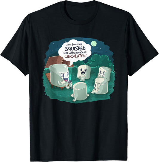 Funny Cute Marshmallow Scary Campfire Story T-Shirt - T-Shirt | Black