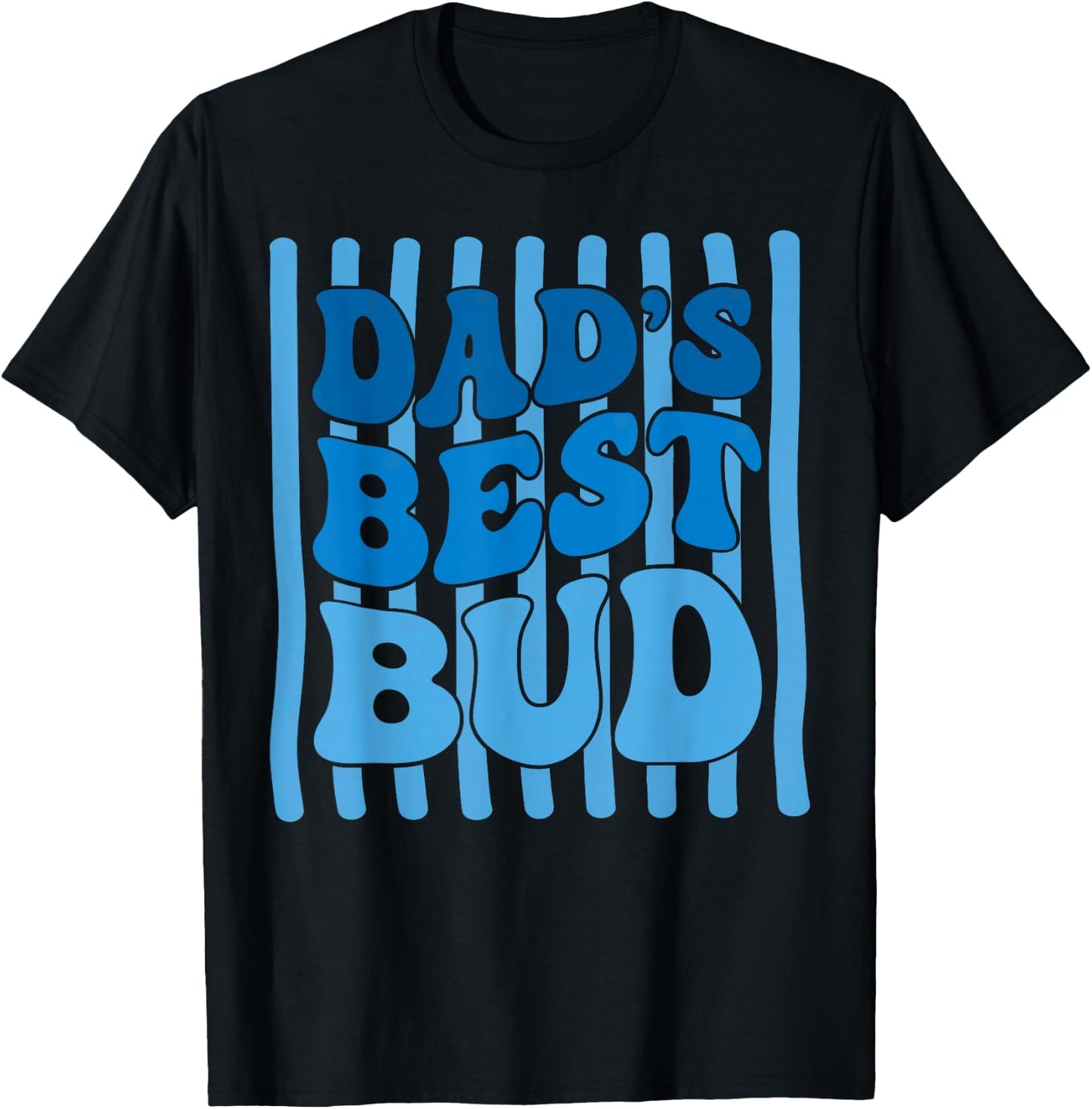 Striped Dad's Best Bud Boys Youth Kids Father's Day T-Shirt - T-Shirt | Black