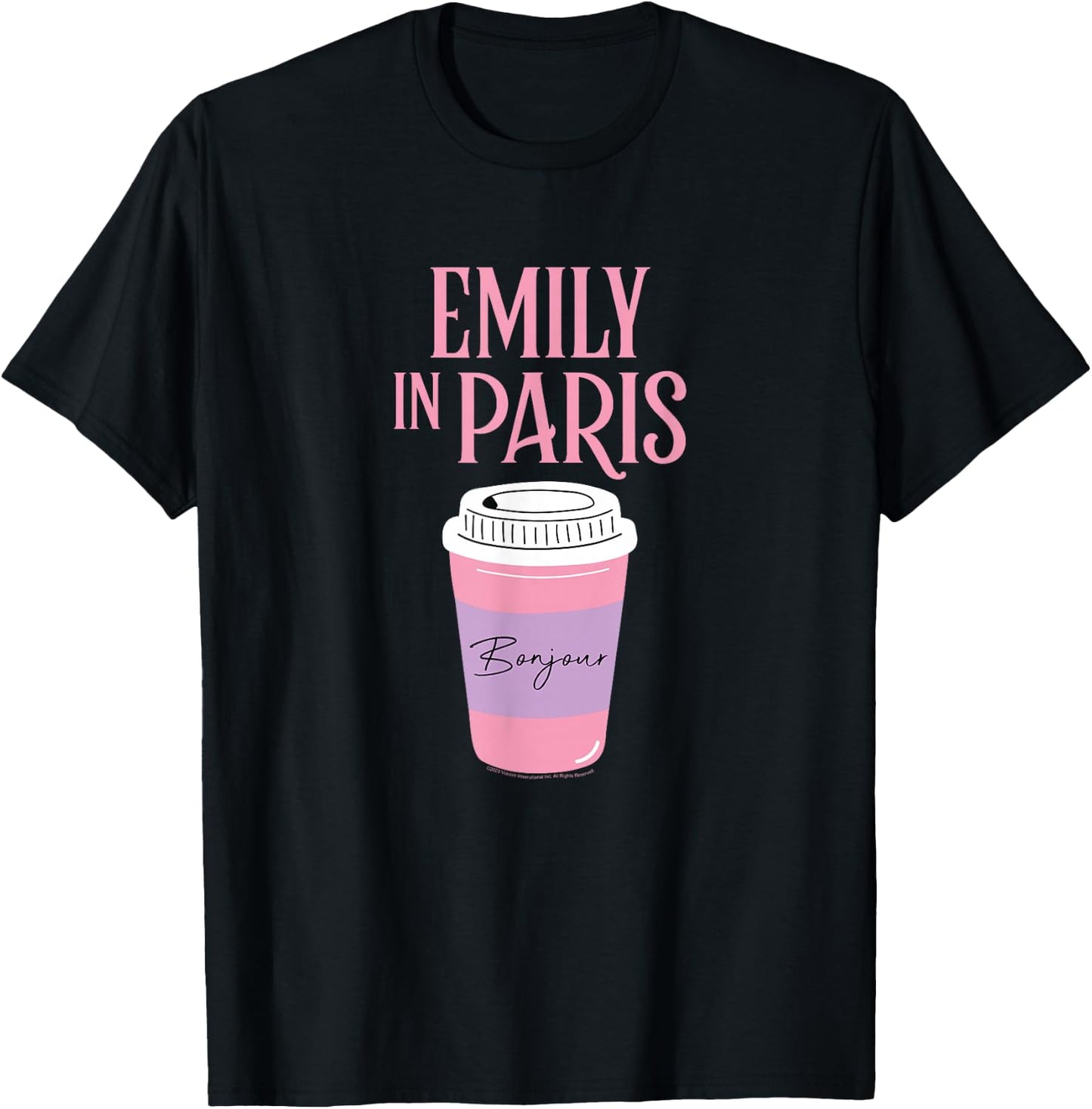 Emily in Paris Coffee Cup & Logo T-Shirt - T-Shirt | Black