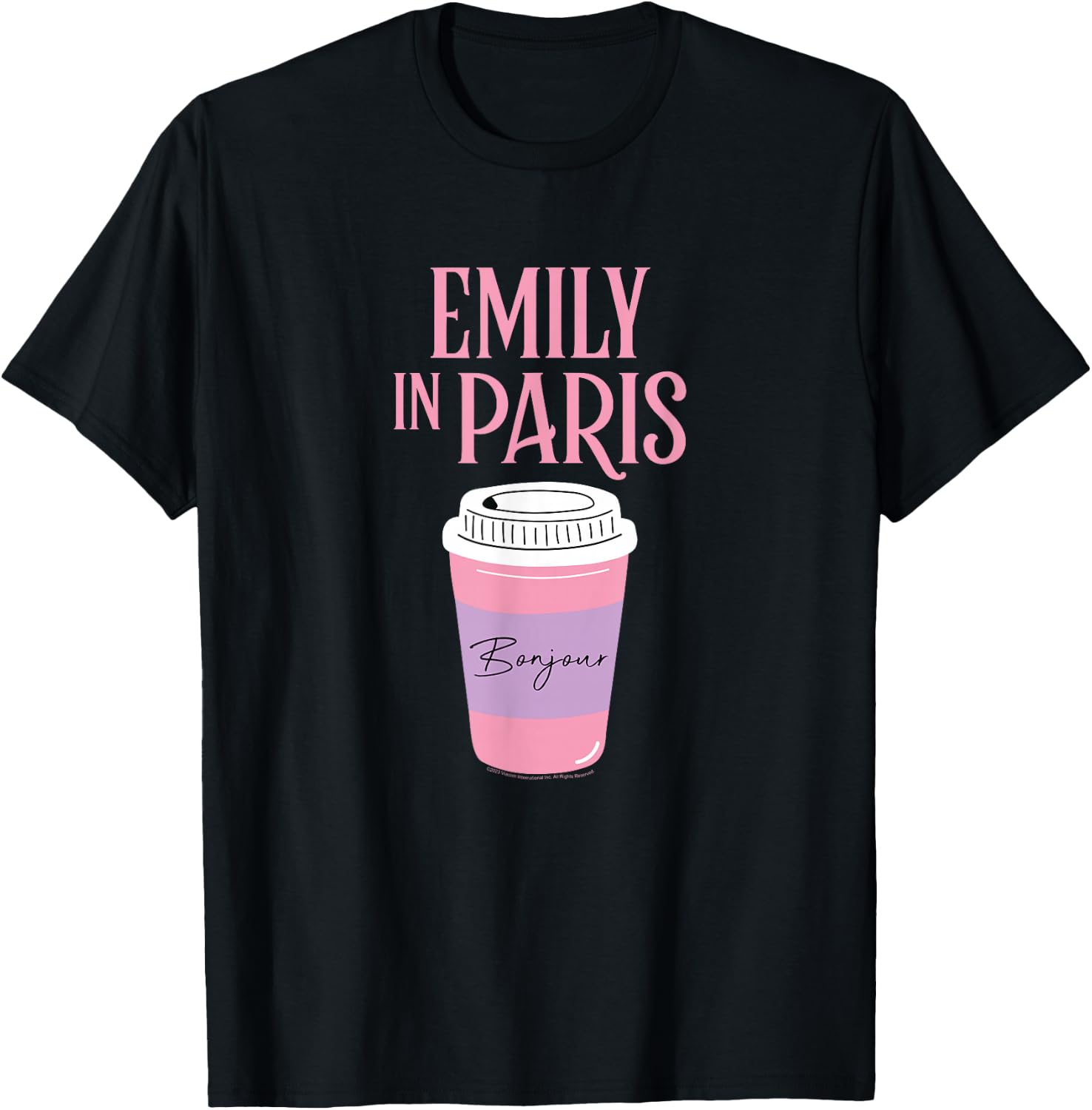Emily in Paris Coffee Cup & Logo T-Shirt - T-Shirt | Black