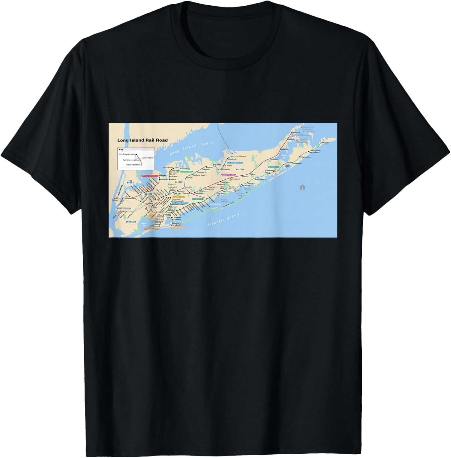 Long Island Rail Road Map - NYC - USA T-Shirt - T-Shirt | Black