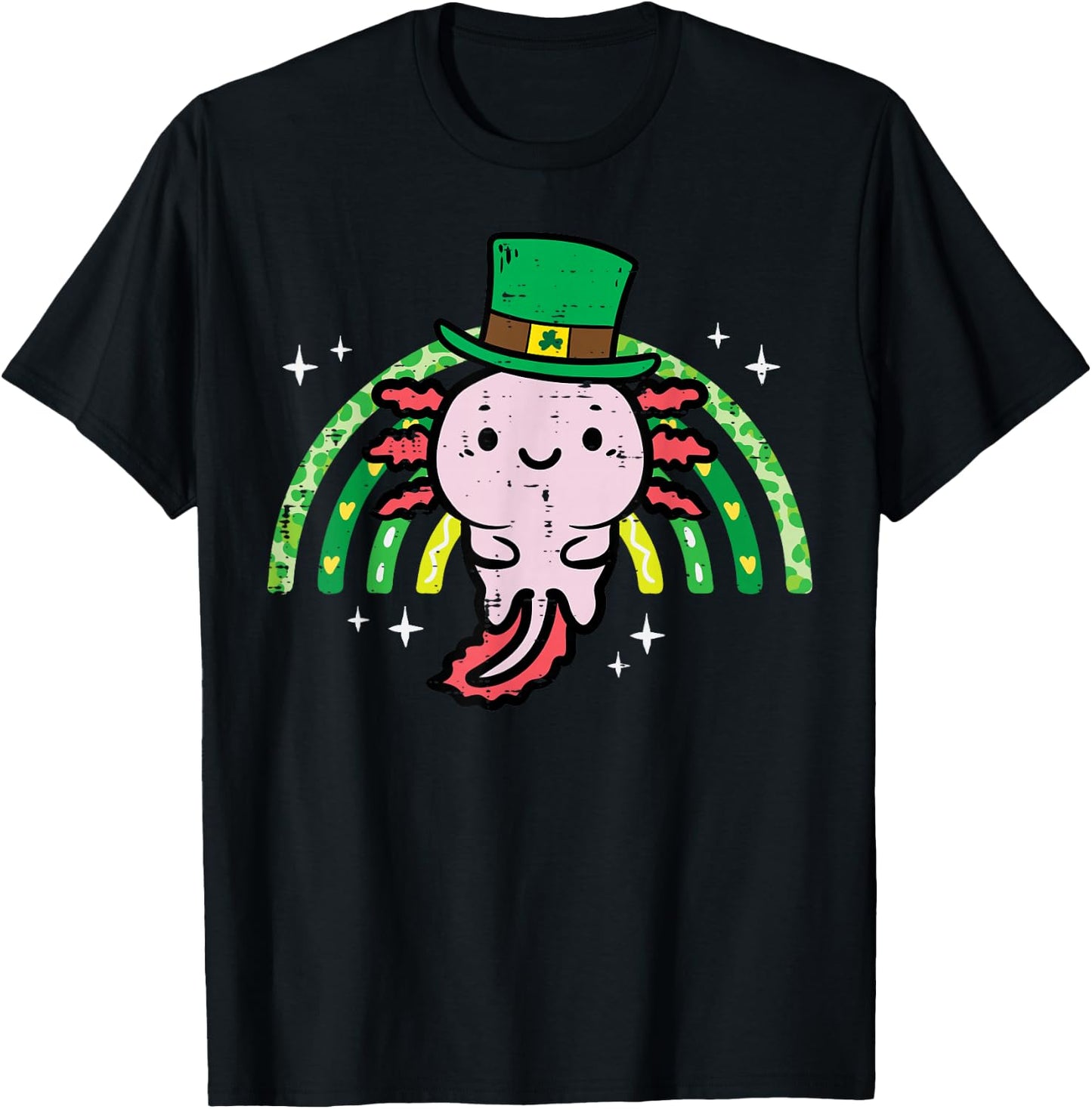 St Patricks Day Axolotl Saint Pattys Paddys Women Kids Men T-Shirt - T-Shirt | Black