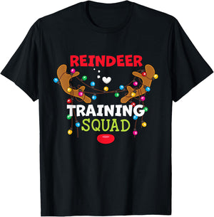Christmas Running Reindeer Training Squad Funny Runner Team T-Shirt - T-Shirt | Black