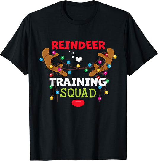 Christmas Running Reindeer Training Squad Funny Runner Team T-Shirt - T-Shirt | Black