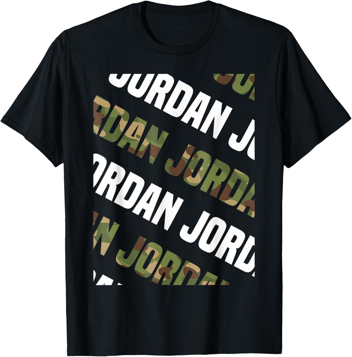 Diagonal Jordan Pattern Design Gift Green Camouflage T-Shirt - T-Shirt | Black