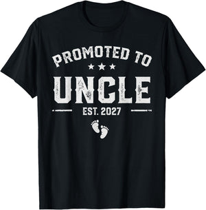 First Time Uncle Est 2027 Promoted to Uncle Est. 2027 T-Shirt - T-Shirt | Black