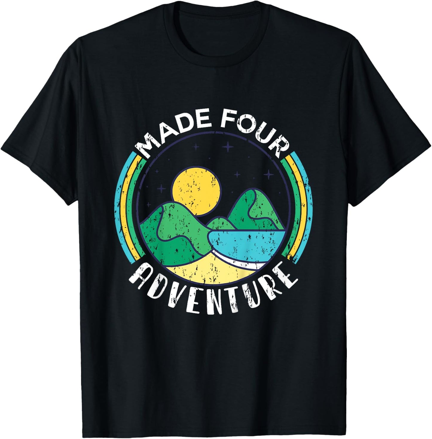 Made four adventure 4th Birthday Party camping Theme T-Shirt - T-Shirt | Black