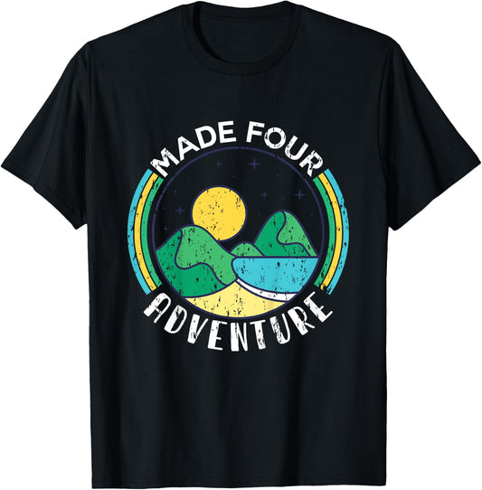 Made four adventure 4th Birthday Party camping Theme T-Shirt - T-Shirt | Black