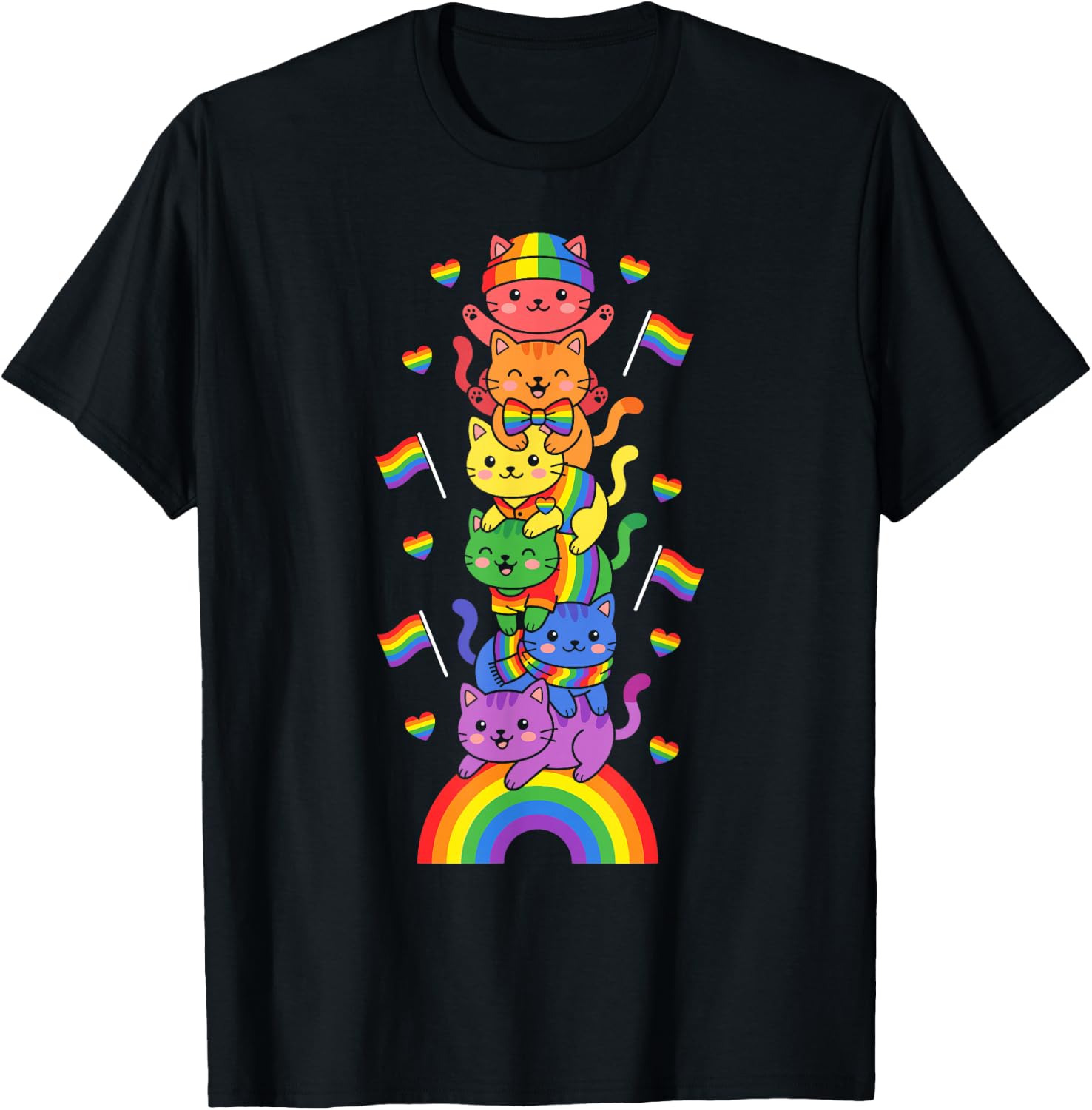 Lustige LGBT Katze Regenbogen Lesben Gay Pride Frauen Männer T-Shirt - T-Shirt | Black