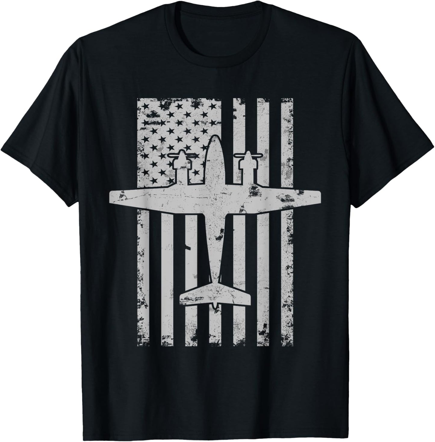 King Air B200 Twin-Engine Airplane Patriotic Pilot T-Shirt - T-Shirt | Black