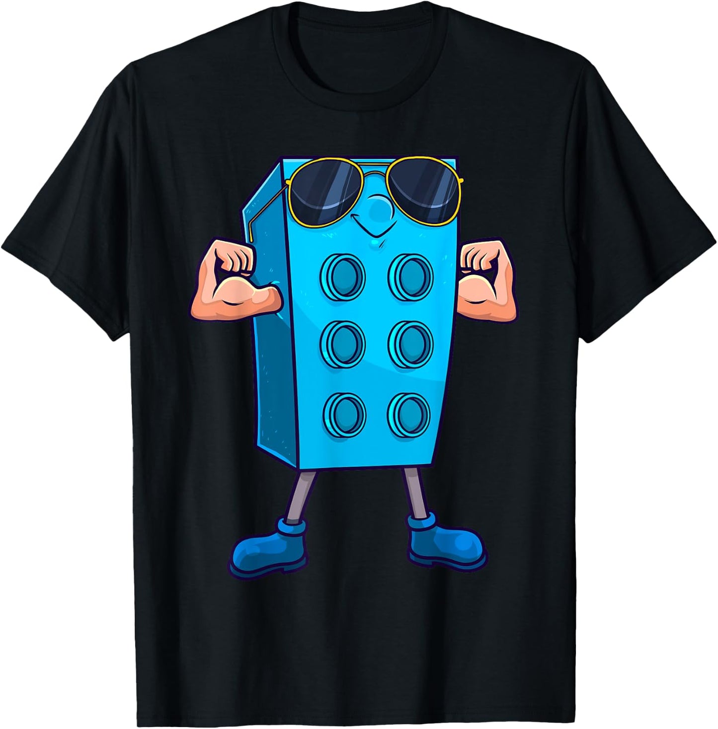 Brick Builder Master Building Blocks Birthday Funny Kids Boy T-Shirt - T-Shirt | Black