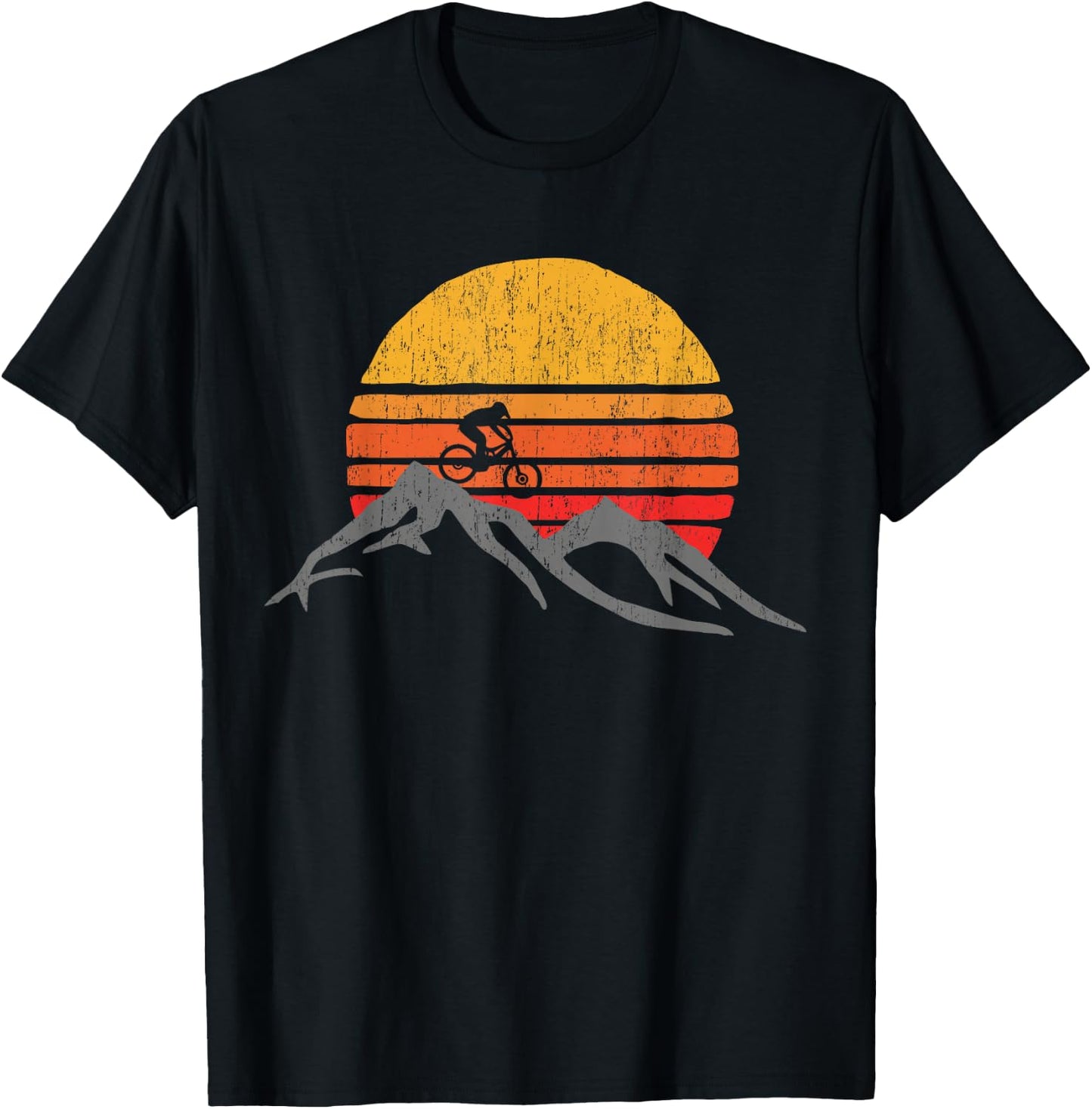 Mountain Bike Vintage Sunset Design Graphic T-Shirt - T-Shirt | Black