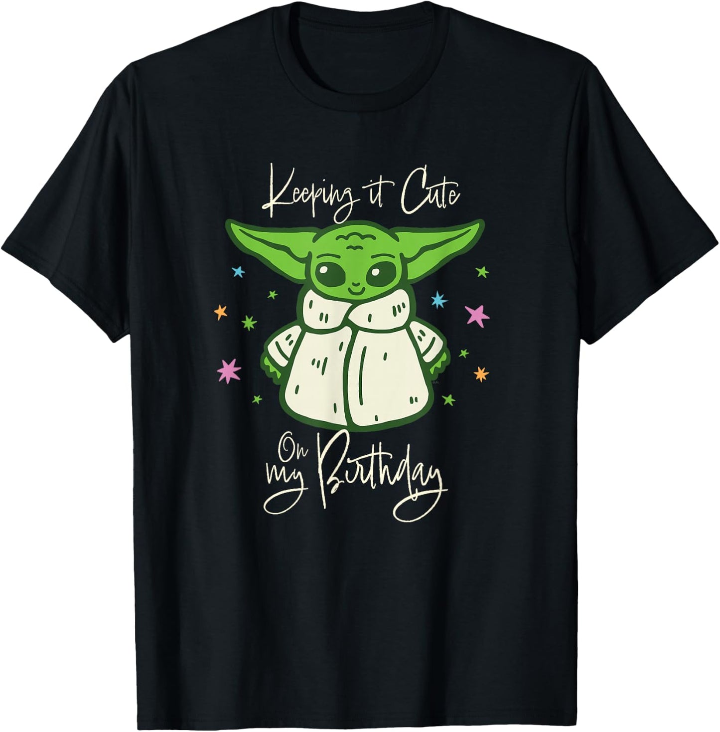 Star Wars Grogu Mandalorian Keeping It Cute on My Birthday T-Shirt - T-Shirt | Black