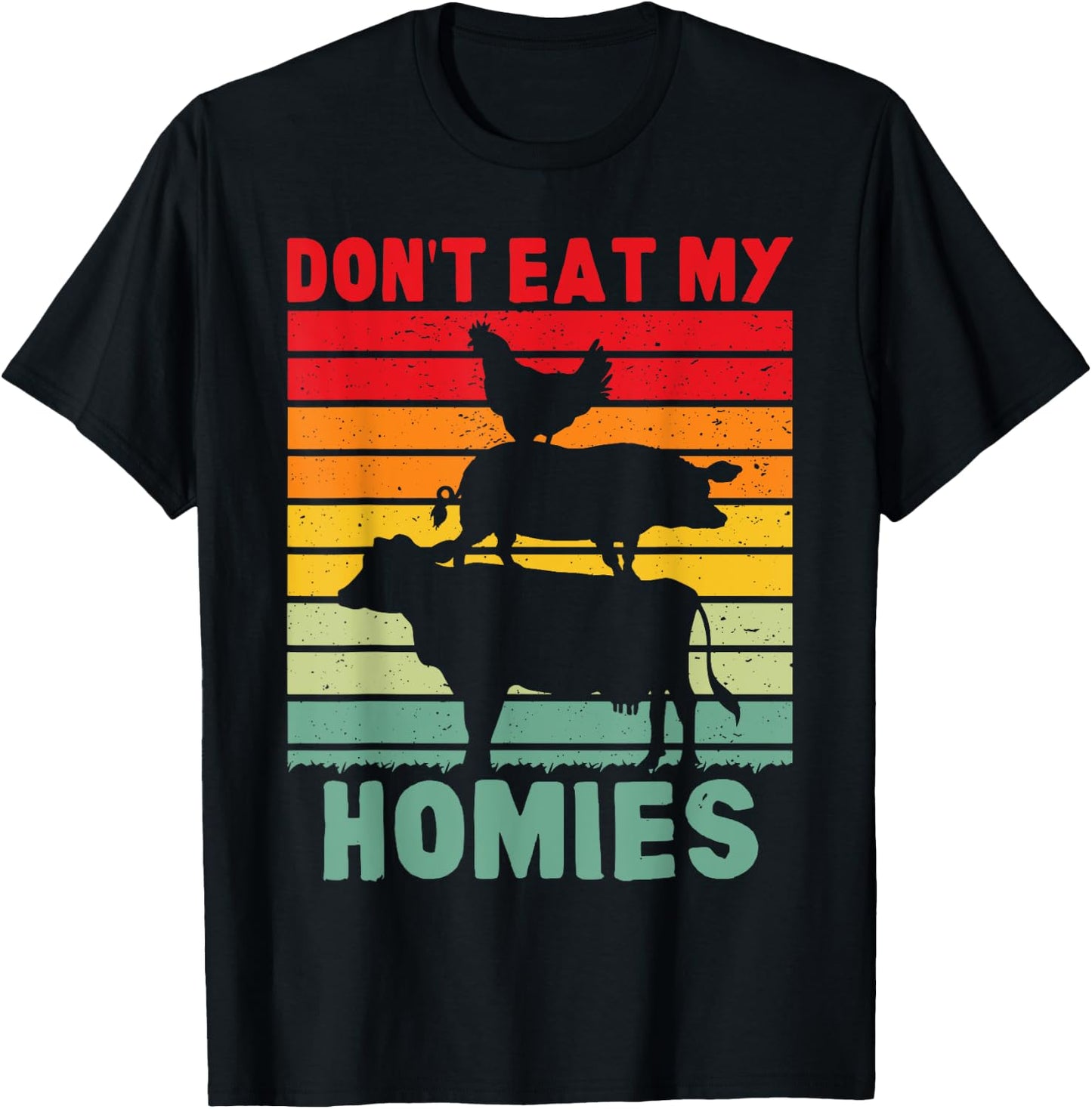 Vegan Anti Meat Farm Animals Vintage Cooking Men & T-Shirt - T-Shirt | Black