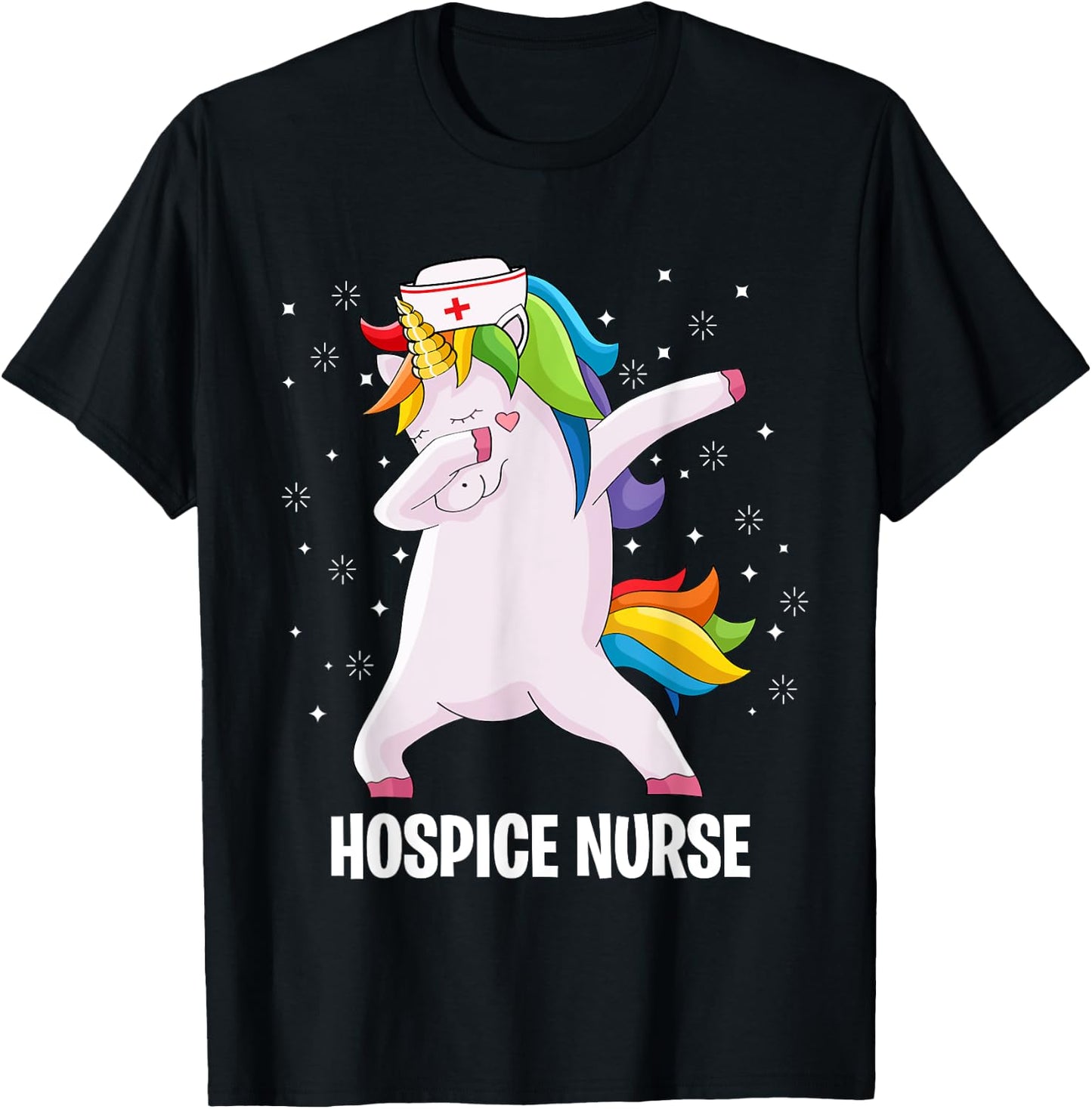 Funny Dabbing Unicorn Hospice Nurse Palliative Nursing T-Shirt - T-Shirt | Black
