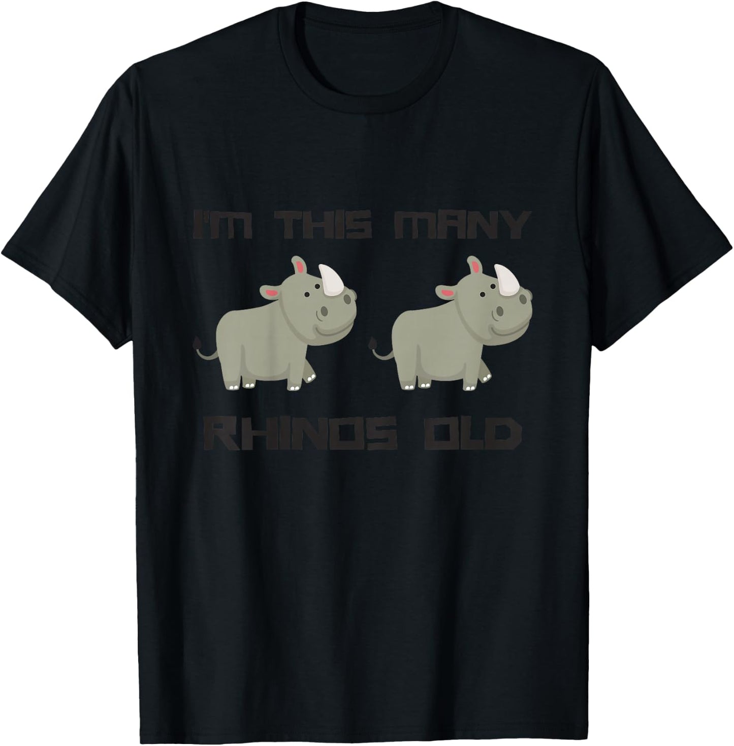 Kids I'm This Many Rhinos Old - Rhino 2nd Birthday 2 Years Old T-Shirt - T-Shirt | Black