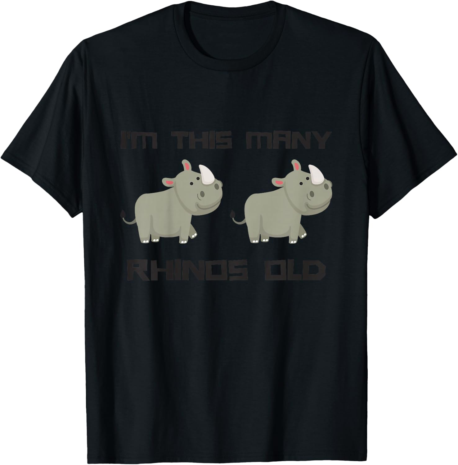 Kids I'm This Many Rhinos Old - Rhino 2nd Birthday 2 Years Old T-Shirt - T-Shirt | Black