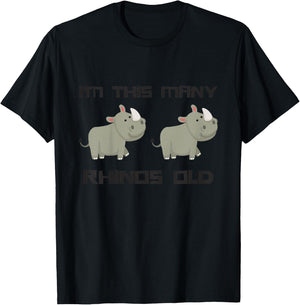 Kids I'm This Many Rhinos Old - Rhino 2nd Birthday 2 Years Old T-Shirt - T-Shirt | Black
