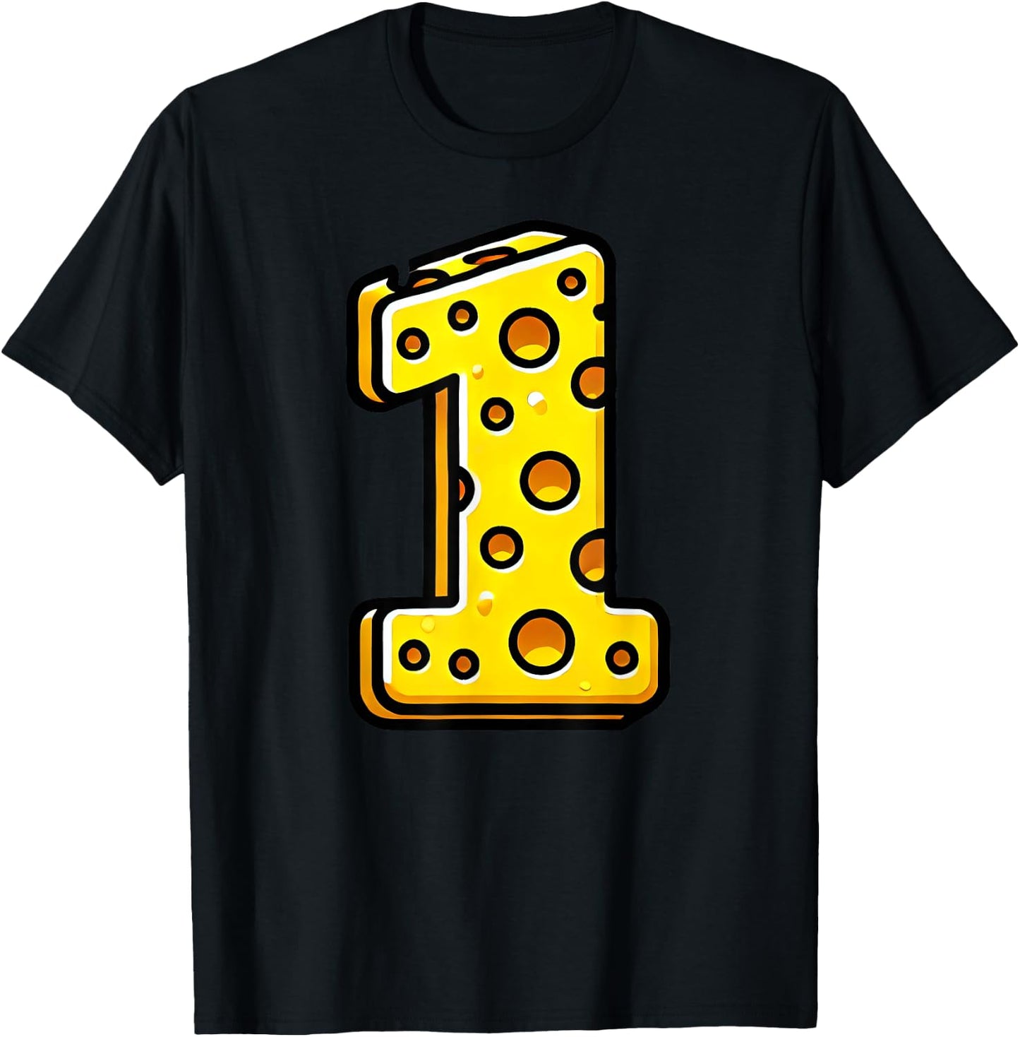 Happy 1st Birthday Cheese Number Boys Girls Kids T-Shirt - T-Shirt | Black