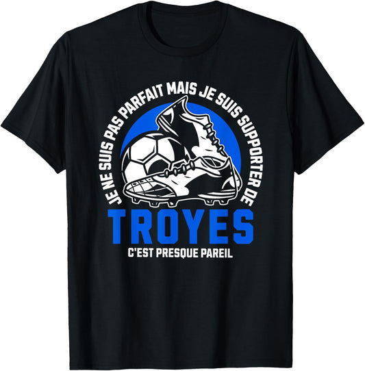 TROYES FOOT SUPPORTER - FOOTBALL - TROYES HUMOUR , Black, S T-Shirt - T-Shirt | Black