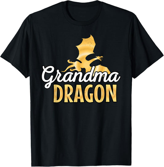 Grandma Dragon Mythical Legendary Creature Grandmother T-Shirt - T-Shirt | Black