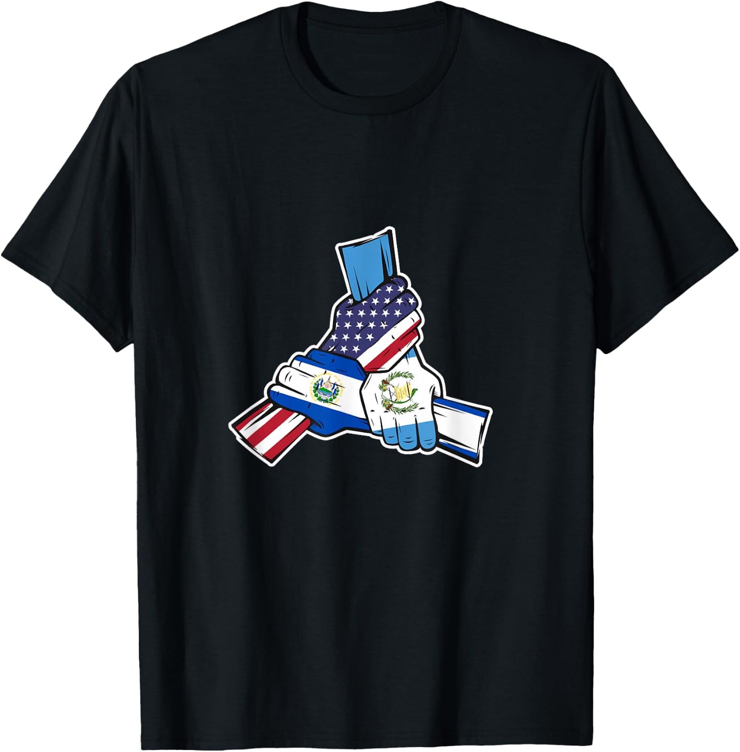 Guatemala El Salvador and the US holding hands T-Shirt - T-Shirt | Black