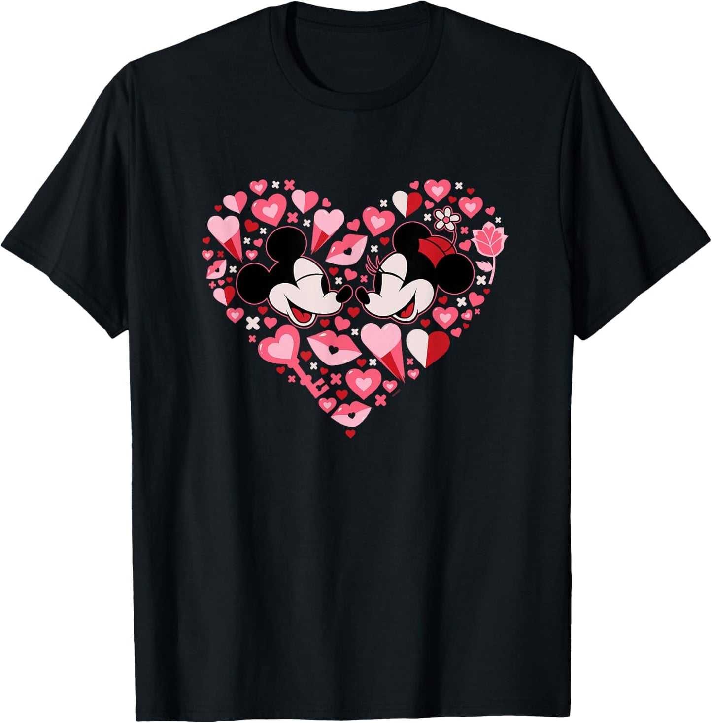 Disney Mickey & Minnie Mouse Couples Valentine’s Day Heart T-Shirt - T-Shirt | Black
