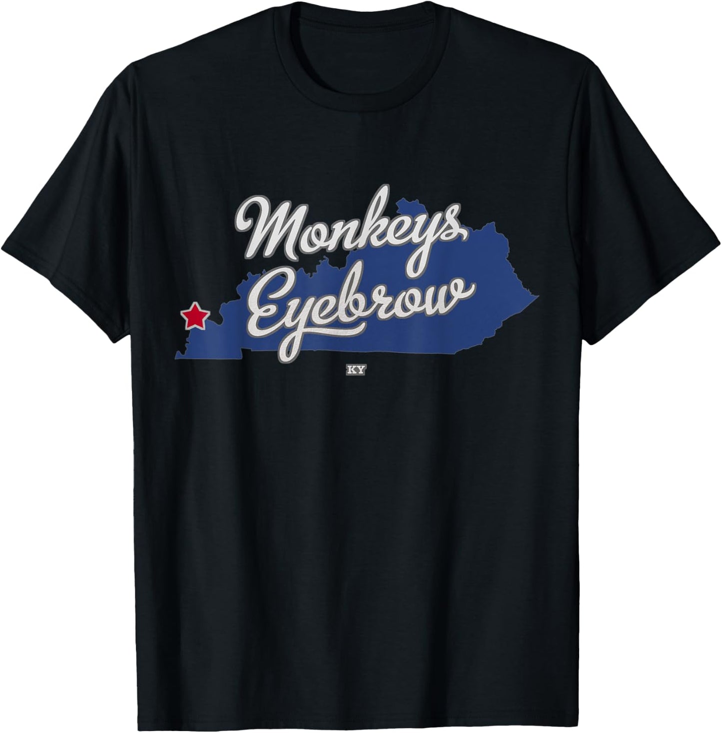 Monkeys Eyebrow Kentucky KY Map T-Shirt - T-Shirt | Black