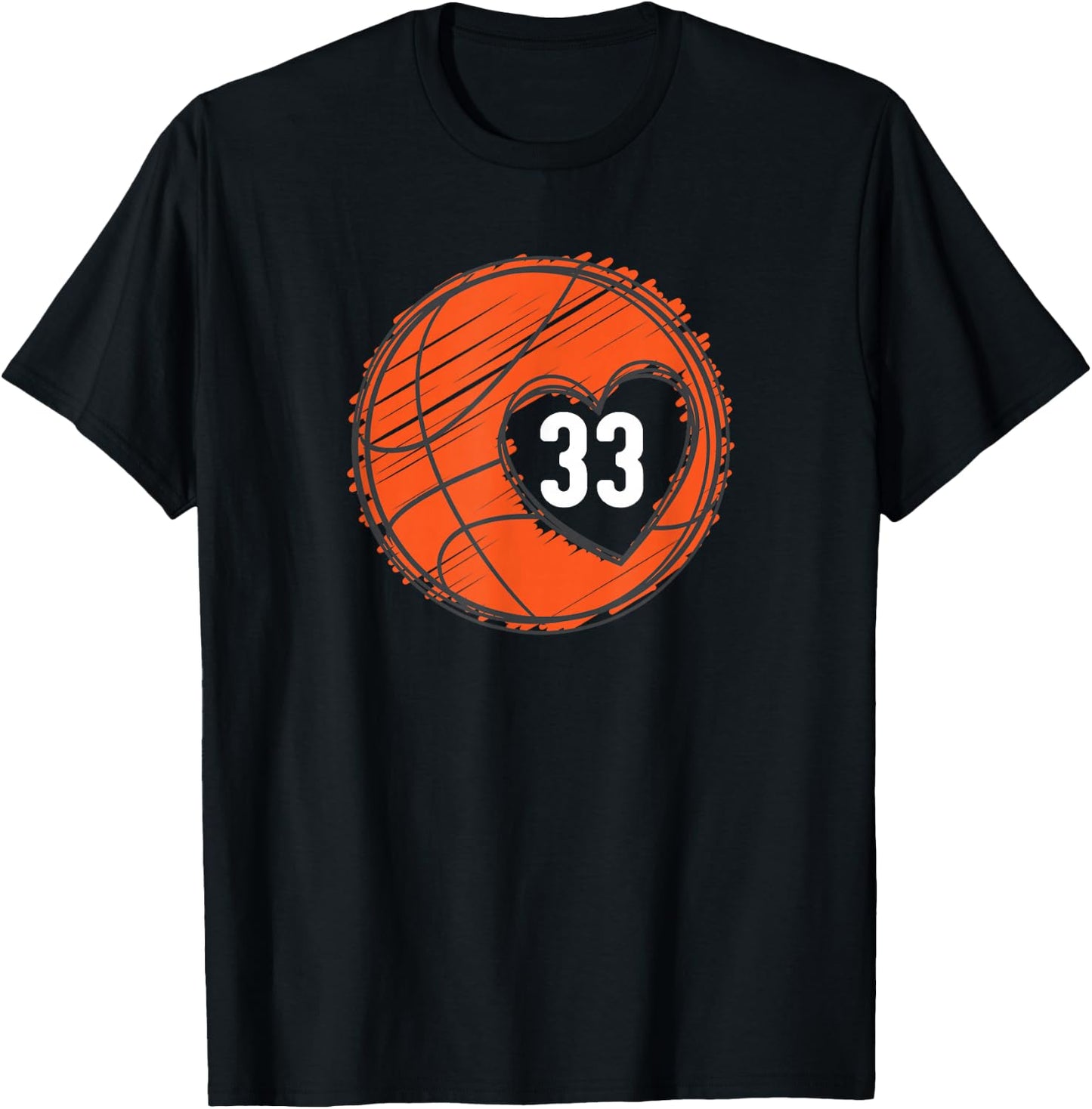 #33 Number 33 - Basketball Graphic Saying Ball Bball Cute T-Shirt - T-Shirt | Black