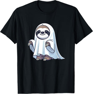 Cute Halloween Sloth Ghost Cartoon Spooky Sloth Costume T-Shirt - T-Shirt | Black