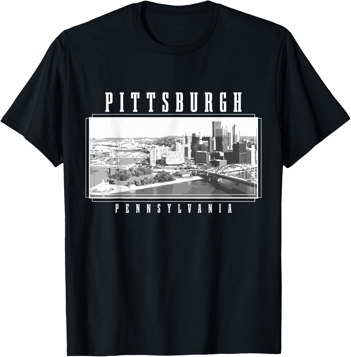 Pittsburgh Pennsylvania Vintage Skyline USA America Souvenir T-Shirt - T-Shirt | Black