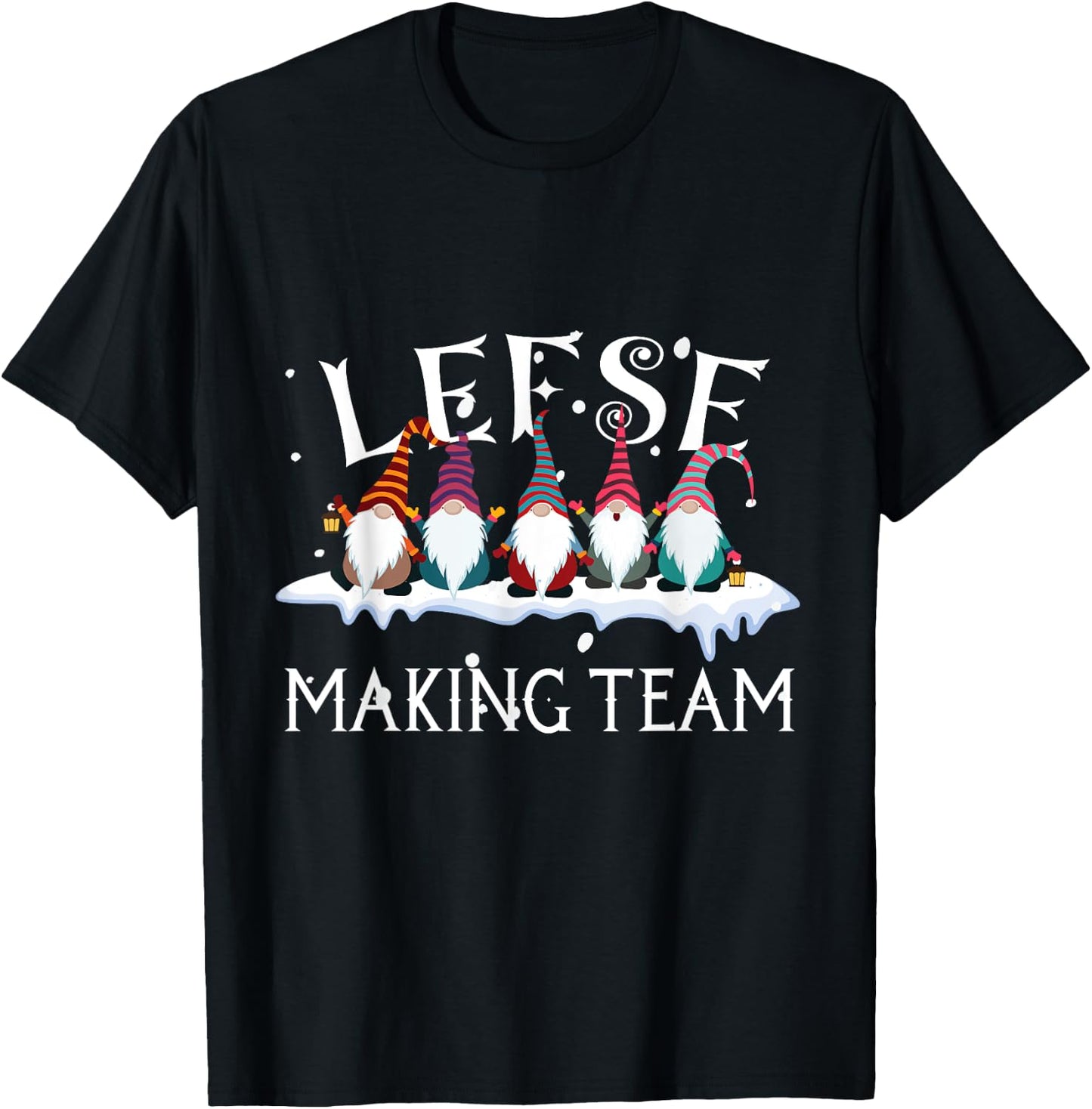 Lefse Making Team, Gnome Xmas T-Shirt - T-Shirt | Black