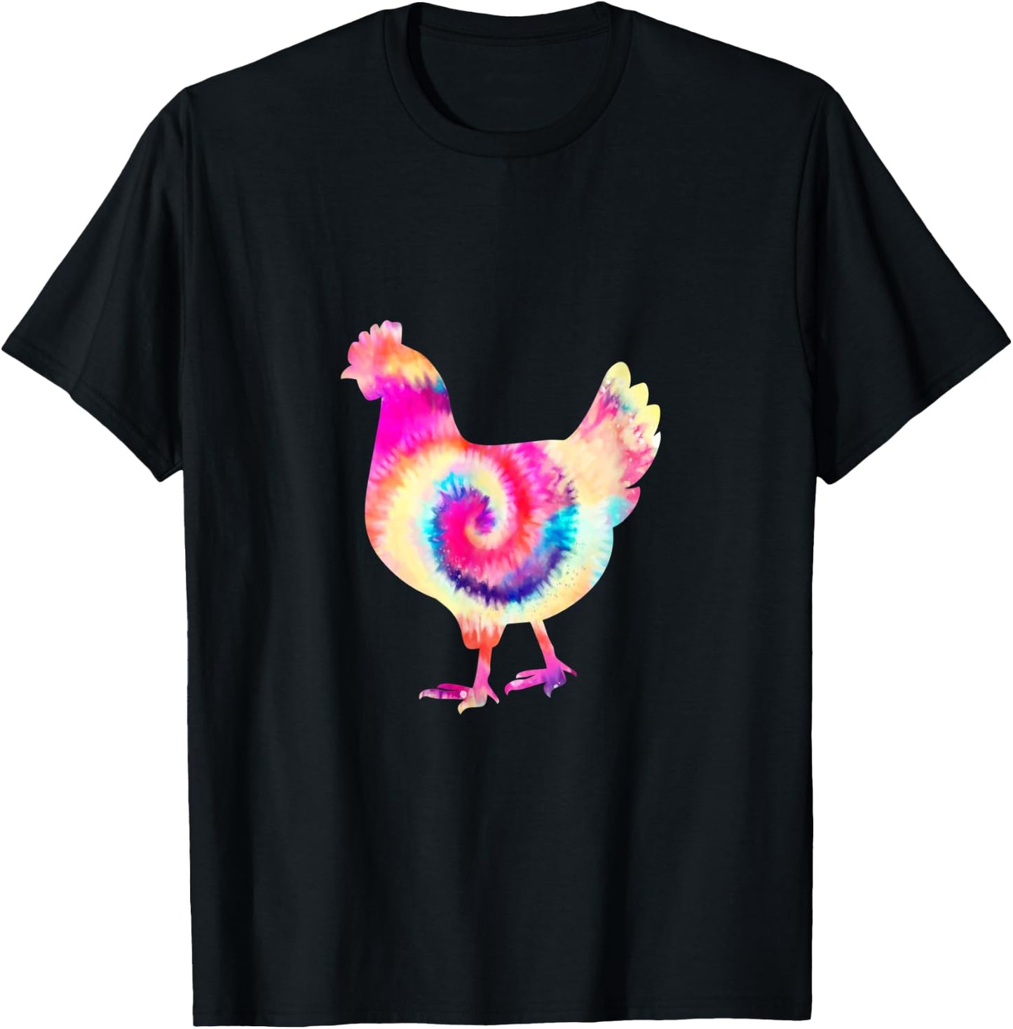 Retro Tie Dye Chicken Hen Peace Love Groovy Boho Reggae T-Shirt - T-Shirt | Black