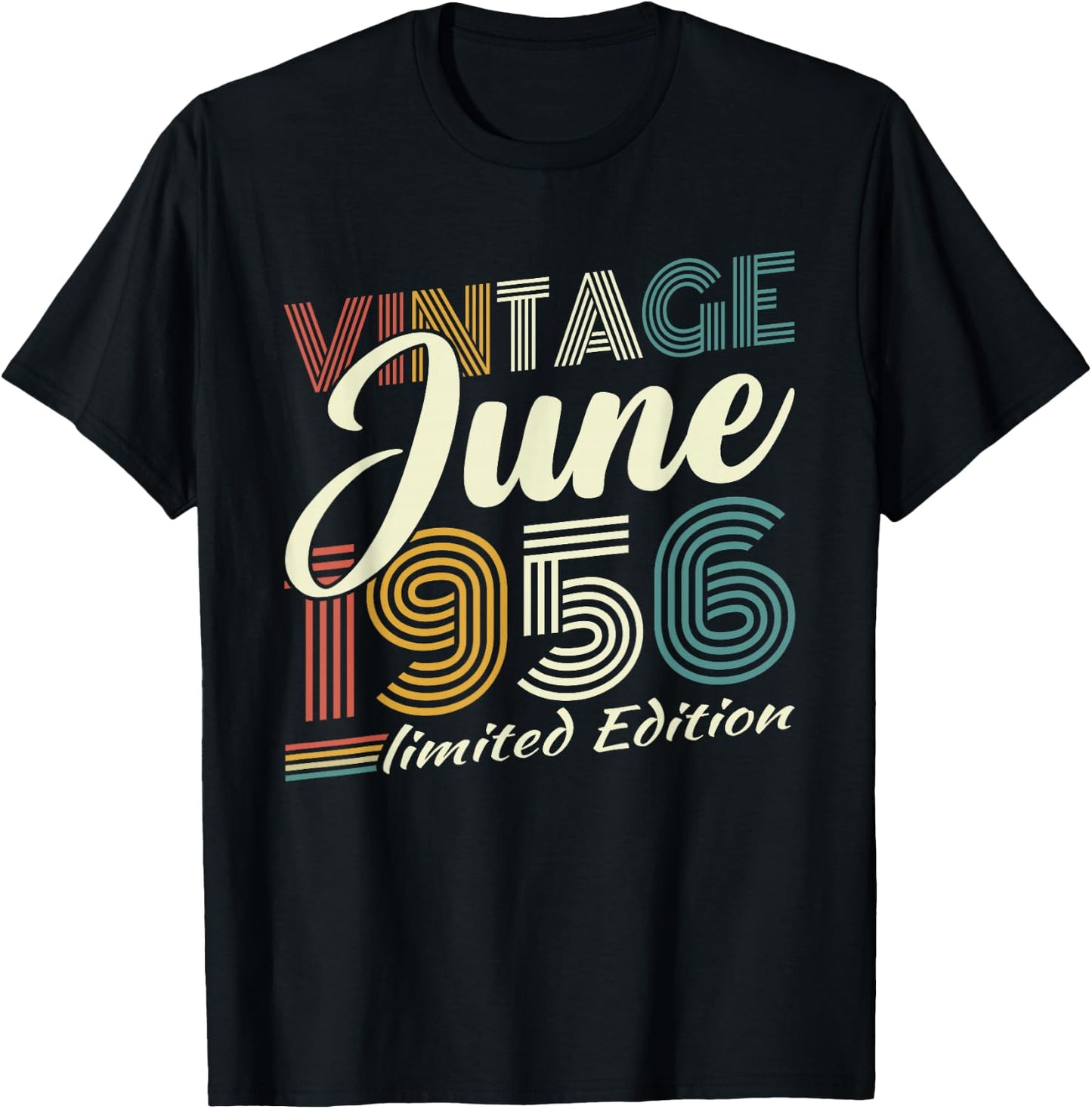 Vintage Juin 1956 Cadeau Anniversaire 70 Ans Hommes Femmes T-Shirt - T-Shirt | Black