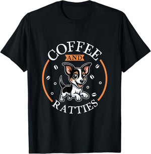 Coffee and Rat Terrier T-Shirt - T-Shirt | Black