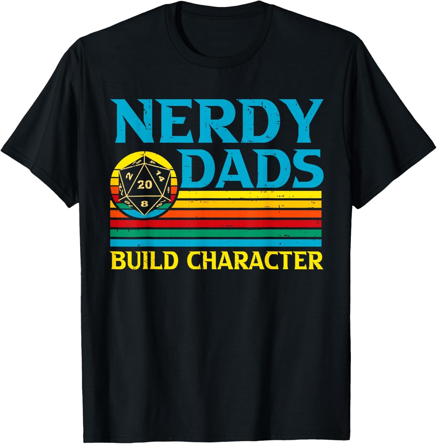 Funny Nerdy Dads Gaming Tabletop Gamer Fantasy Father's Day T-Shirt - T-Shirt | Black