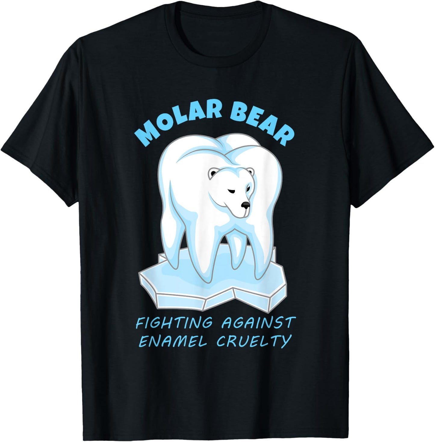 Molar Bear - Funny Dental Polar Bear Pun T-Shirt - T-Shirt | Black
