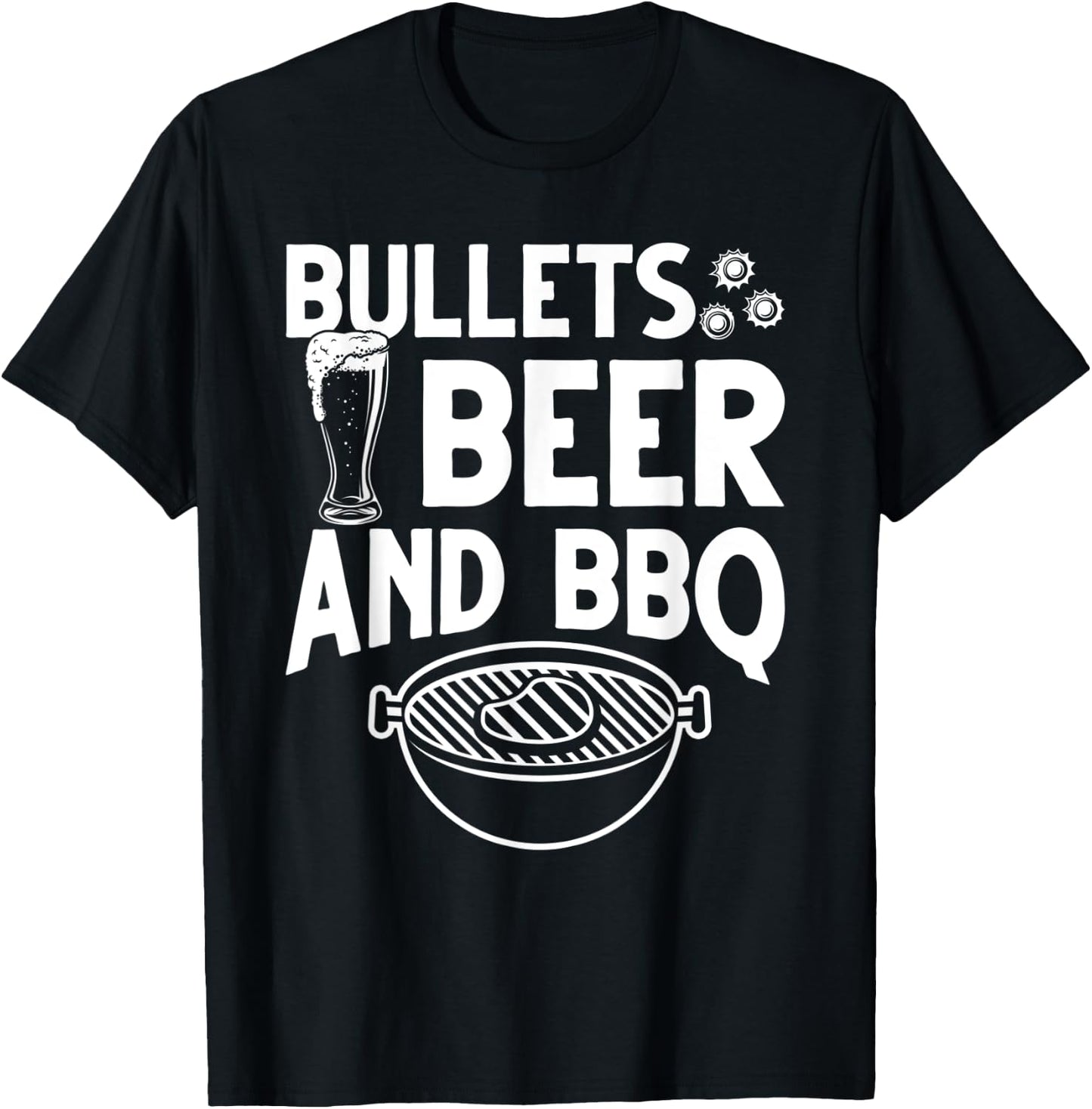 Bullets Beer And BBQ T-Shirt - T-Shirt | Black