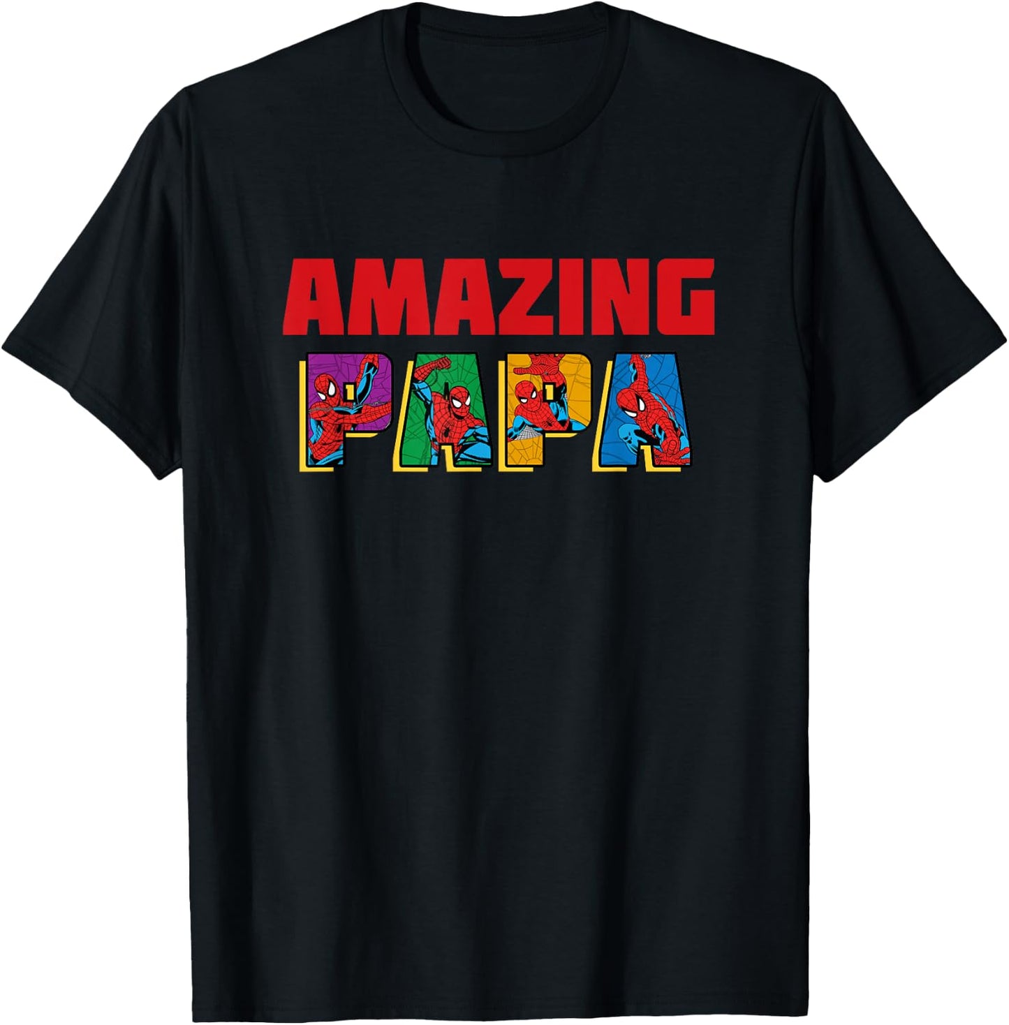 Marvel Spider-Man Amazing Papa Birthday Father's Day , Black T-Shirt - T-Shirt | Black