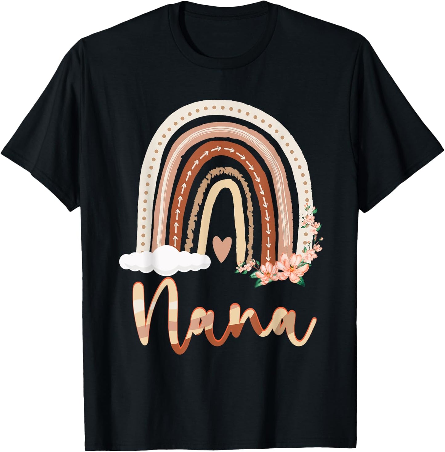 Nana Boho Rainbow Grandma From Grandkids Mother's Day T-Shirt - T-Shirt | Black